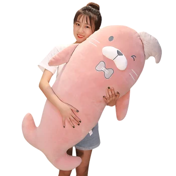 

ultra soft adorable chubby stuffed pink yellow and grey sea lion plush toys for children birthday gifts