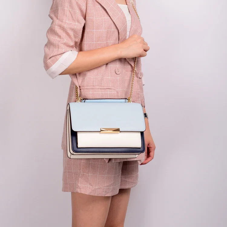 Woman new Beach Bag Women's Singles Shoulder Package Diagonal Small Square Chain Hit Color Handbag Crossbody korean Style