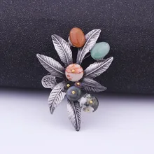 Преувеличенная инкрустация природным камнем, Винтажная брошь, модная подвеска, Женский Универсальный свитер, ювелирные изделия, аксессуары