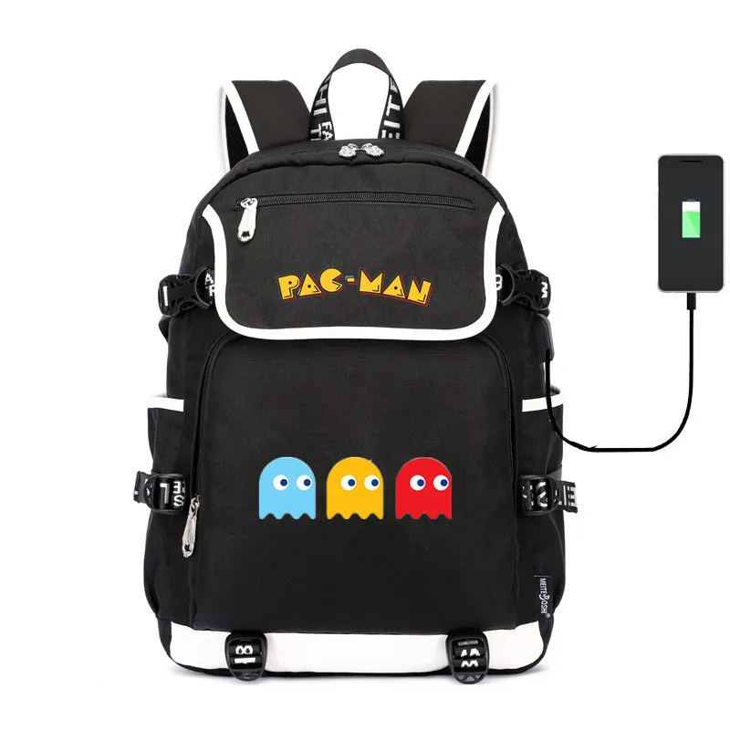 Pac Man Amumu печать школьные сумки из холщовой ткани, рюкзаки зарядка через usb сумка на плечо ноутбук дорожная сумка рюкзак для подростков