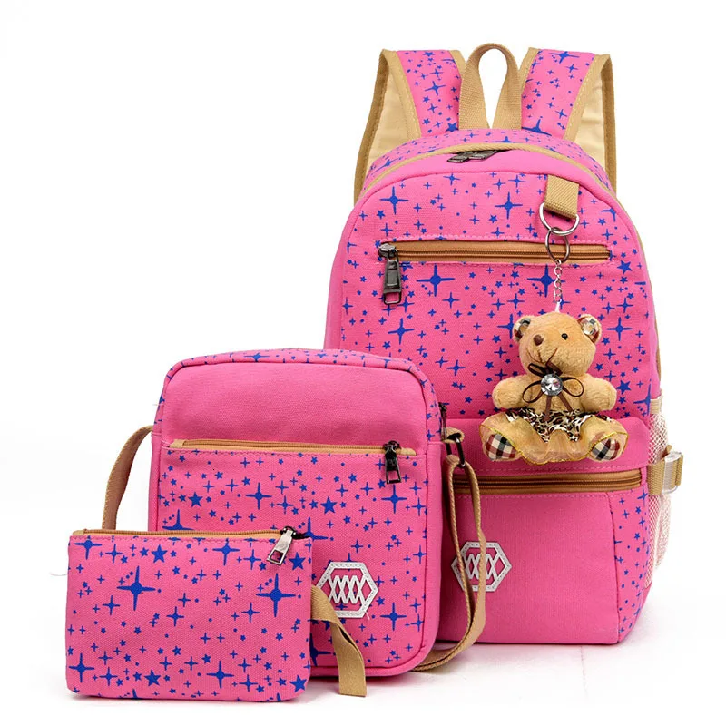 pink Mochila 3 шт./компл. модные Для женщин рюкзаки женские Повседневное дорожная сумка школьные рюкзаки для девочек-подростков; Одежда для девочек школьные сумки на плечо - Цвет: pink