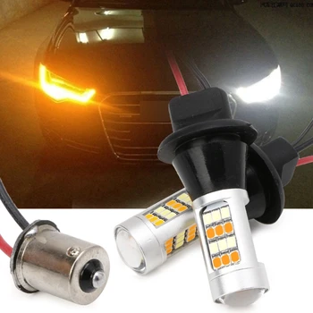 

2Pcs Dual-Color BAU15S 2835 42LED 50W Switchback LED DRL Turn Signal Lamp Light Kit Drop shipping