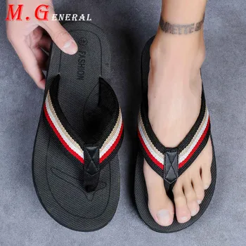 

Beach Men Shoes Casual Sandals Man Summer Fashion Clip Toe Flip Flops Men Stripe Indoor Slippers Men's Shower Massage Slides C33