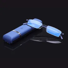 Высококачественные деловые мужские и женские очки для чтения, половинная оправа, нержавеющая защита от синего излучения, светильник