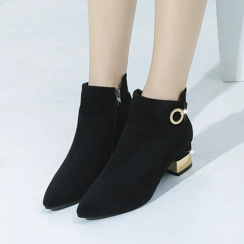 

Short Boots Children 2019 Autumn And Winter Semi-high Heeled Chunky-Heel Waterproof Platform INS Martin Boots Fashion Boots plus