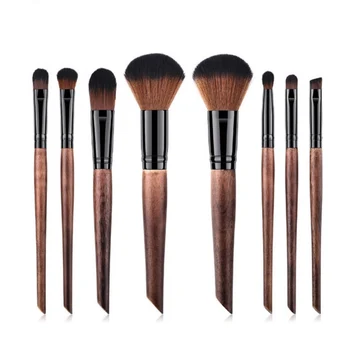 

High-end 8 imitation mahogany makeup brush set with oblique tail handle, soft and delicate man-made fiber bristles, eye makeup b