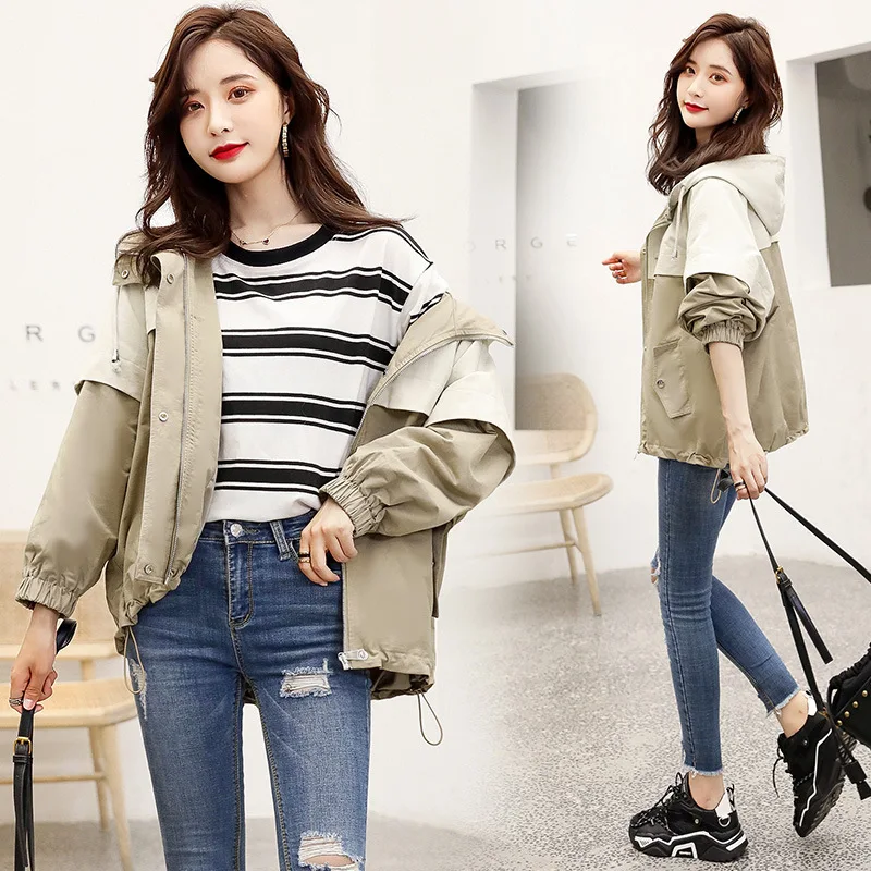 

Short Fashion Loose Elegant by Age Cool Versatile Commuting Hooded Convention Long Sleeve