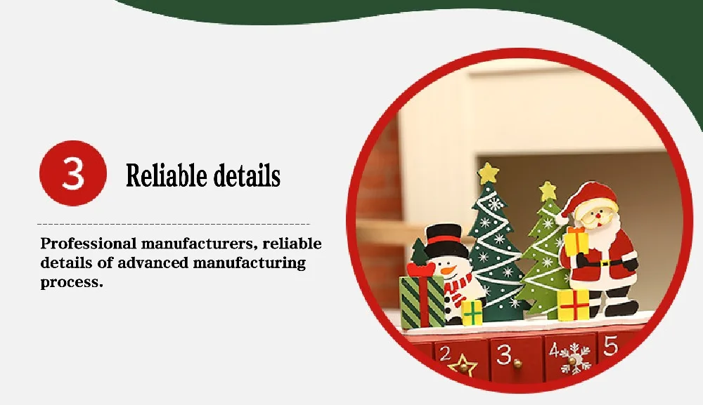 Christmas Ornament Craft Countdown Calendar Advent Home Desktop Drawer Living Room Decorative House Shape Wooden DIY Storage Box