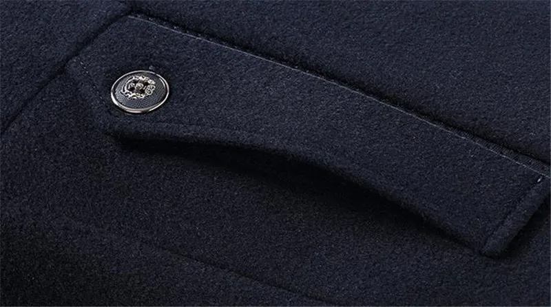 Panelled Mens Designer Wool Jackets Fashion Slim Single Breasted Mens Wool Coats Casual Pocket Males Clothing