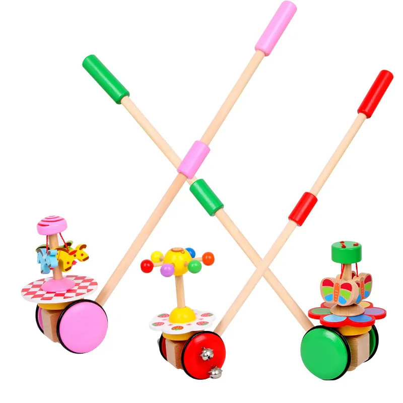 Детские деревянные игрушки, ходунки, детские первые шаги, автомобиль, тележка для малышей, одиночная коляска, Мультяшные животные, толкающая машинка, игрушка