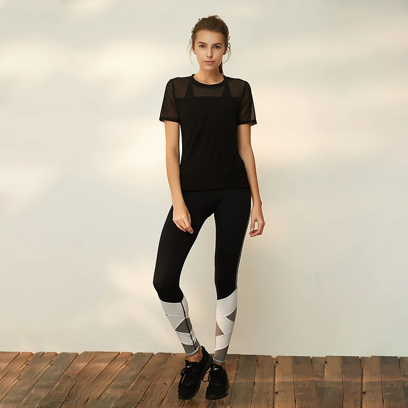 

Tight Elasticity Fitness Pants Athletic Pants Running Training Trousers Practice Contrast Color Joint Design