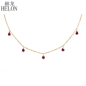 شراءHELON الصلبة 18K ارتفع الذهب AU750 1.0ct شهادة لا تشوبه شائبة حقيقية الطبيعية روبي المشاركة المرأة العصرية الجميلة مجوهرات القلائد