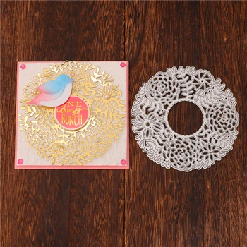 

YaMinSanNiO Flower Frame Background Dies Circle Metal Cutting Dies New Card Making Scrapbooking Dies Embossing Paper Stencil