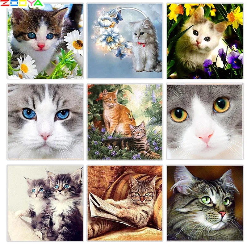 ZOOYA Full Drill Square 5D Diamond Painting Cats Icon Embroidery Set Sale Mosaic Picture Home Decor Zhzw1 | Дом и сад