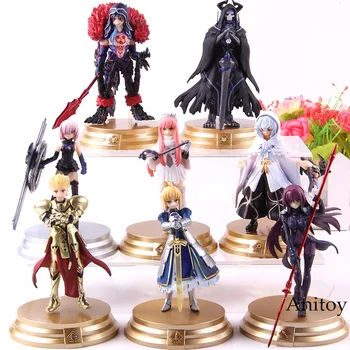 

8pcs/set Action Figure Fate Grand Order Duel FGO Collection Scathach Mash Gilgamesh Merlin Medb Model Saber Figure Toys