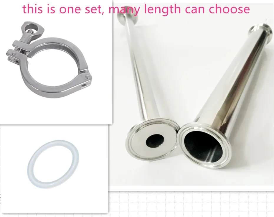 

SS304 OD 2" 51MM Sanitary Spool Tube With 64MM Ferrule Flange+Moonshine+Tri Clamp Pipe Fittings Length 4"/6"/8"/12"/18"/24"