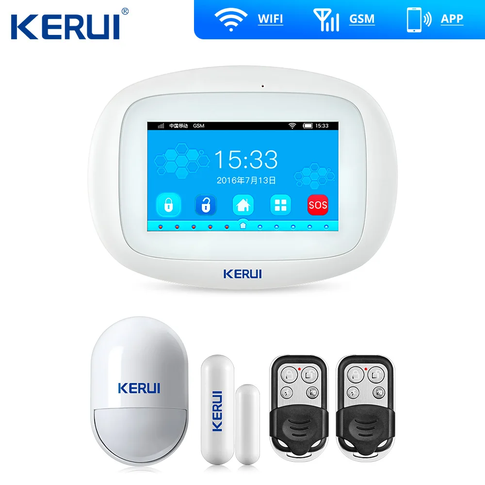 Kerui K52 большой сенсорный экран wifi GSM сигнализация TFT дисплей домашняя сигнализация Система безопасности детектор движения металлический пульт дистанционного управления - Цвет: one standard set