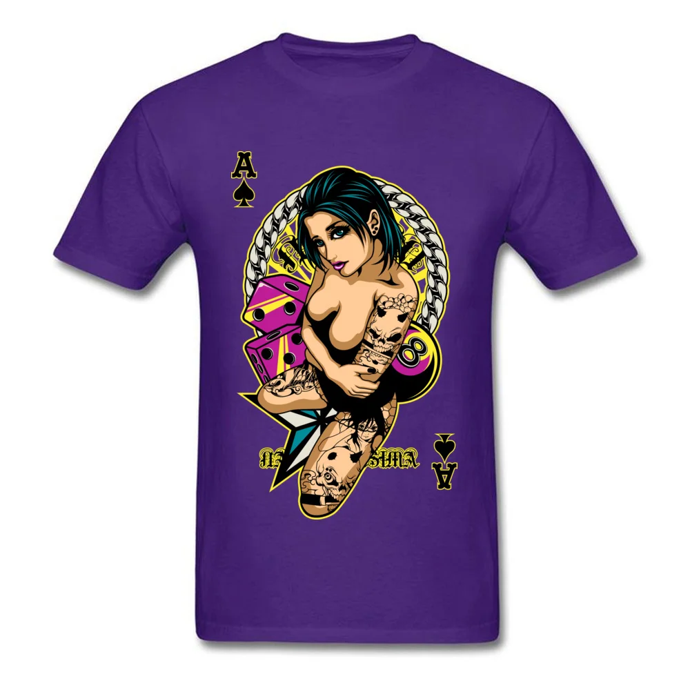 Casual T-Shirt Short Sleeve Normal 2018 Discount Man Labor Day T Shirt Normal T-Shirt Round Neck 100% Cotton Wholesale Tattooed Game Pin Up Girl V2 purple