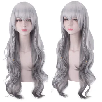 

70Cm Length Silver Grey Cosplay Wig Game Arknights Anya Silverash Wig Long Cosplay For Women Wig Synthetic Cosplay Wig