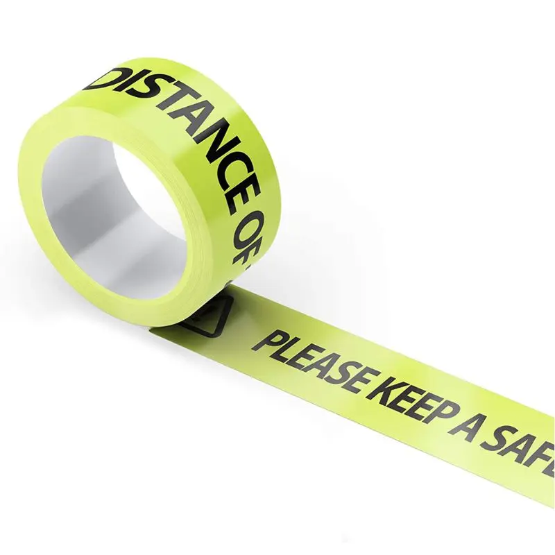 

6Pcs Yellow Social Distancing Stickers Please Keep A Safe Distance Warning Tape