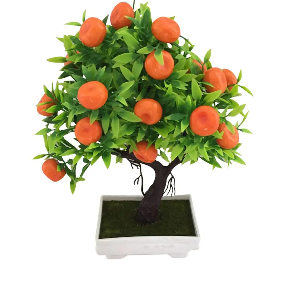Hot 1Pc Artificial Orange Tree Bonsai Potted Plant Landscape Party Home