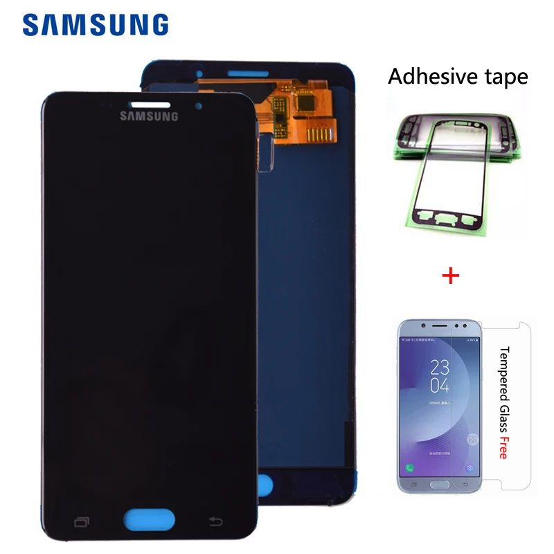 Для Samsung Galaxy A5 A510 A510FD A510F A510M ЖК-дисплей Дисплей с кодирующий преобразователь сенсорного экрана в сборе для регулировки яркости