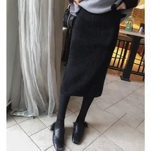 Mishow осенне- зимняя трикотажная приталенная юбка средней длинны Повседневный стиль Коллекция Осень-зима материал полиэстер