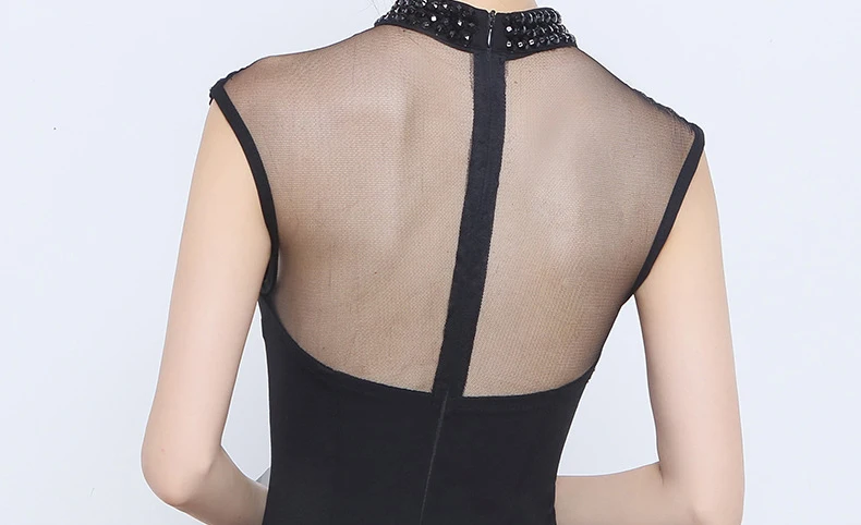 YIDINGZS черное элегантное вечернее платье с открытой спиной прозрачное длинное вечернее платье YD1445