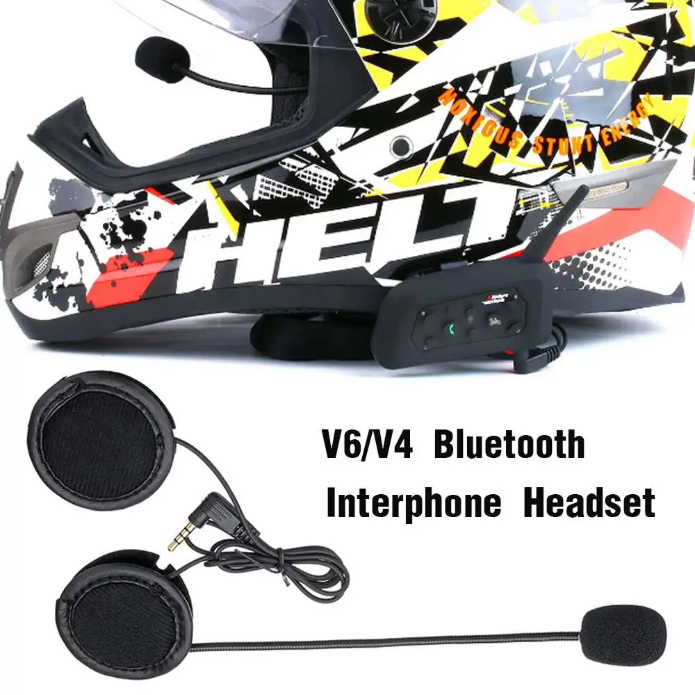 V6/V4 bluetooth для внутренней связи в мотоциклетном шлеме домофон гарнитура наушники черный