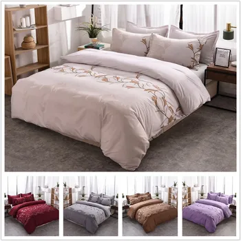

Simple Plain Printed Bedding Home Textile Quilt Cover Pillowcase bedding set 3pcs Comfortable children adult bedding S16