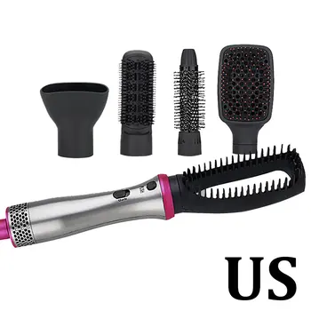 

5-In-1 Multi-Function Hot Air Comb Inner Button Fluffy Wave Curler Roll Hair Straightener Dual-Use Straight Hair Comb