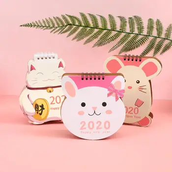 

1PC 2019 2020 Cute Cartoon unicorn Pig Series Mini Coil Table Calendars cute Desk Calendar planner agenda School Supplies
