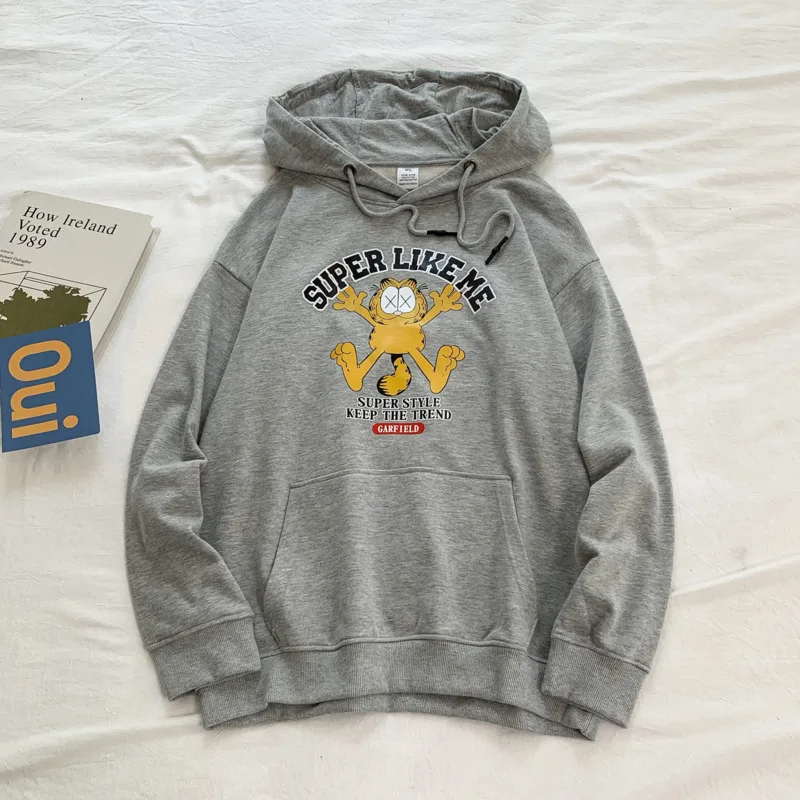 

2019 Spring And Autumn Men's New Casual Cartoon Pattern Printing Long-sleeved Hooded Hoodies Loose Temperament Trend Cotton