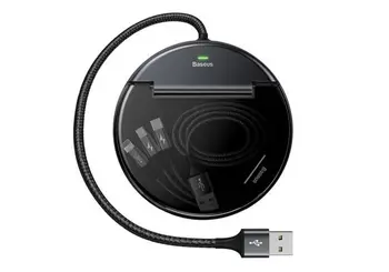 

Автомобильное зарядное устройство Baseus Car Sharing Charging Station(Type-C+Dual USB with Three-in-one M+L+T Data Cable)Black