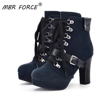 

MBR FORCE 2020 new autumn and winter fashion cross strap solid color round head non-slip rubber sole breathable short boots