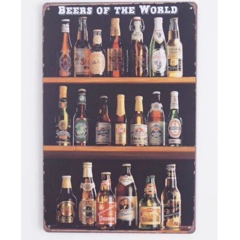 

Beer of The World Metal Tin Signs House Pub Bar Vintage Art Wall Decor 20x30CM