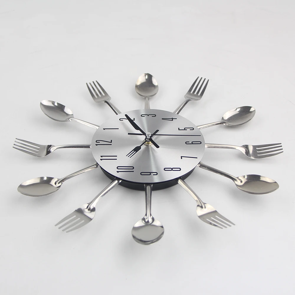 Cutlery Kitchen Wall Clock Spoon Fork Kitchen Quartz Wall Mounted Clocks Modern Design Decorative Horloge Murale Hot Sale Klock