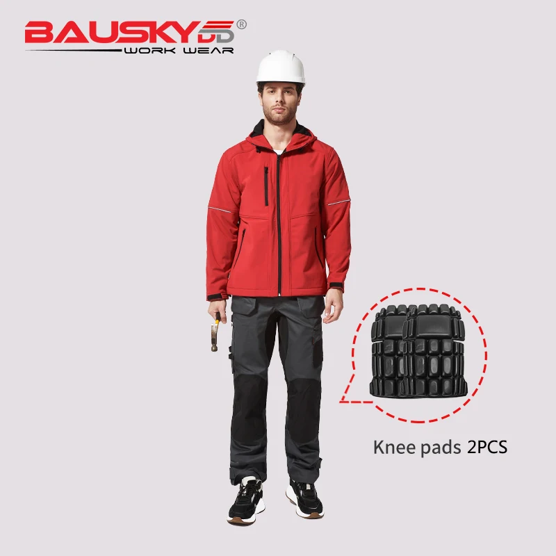 workwear 231 winter/autumn mens work pants stretch material multi tool pockets working clothes trousers blakc grey