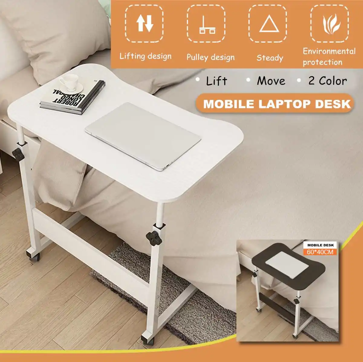 

Adjustable Height Bedside Laptop Table Portable Wooden Notebook Home Mobile Laptop Desk Bed Side Study Table Computer Stand
