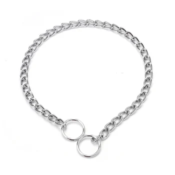 

Material Iron Silver Dog Chain Collar Twisted Walking Training Dogs Necklace for Pet Product P-type Puppy Collar Martingale