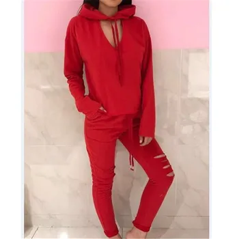 

Fashion Womens Hoodie Sport Tops Pants Sweatshirt Tracksuit Sweatsuit Trousers Set 2Pcs Females Casual Clothing Sets Hot Sale