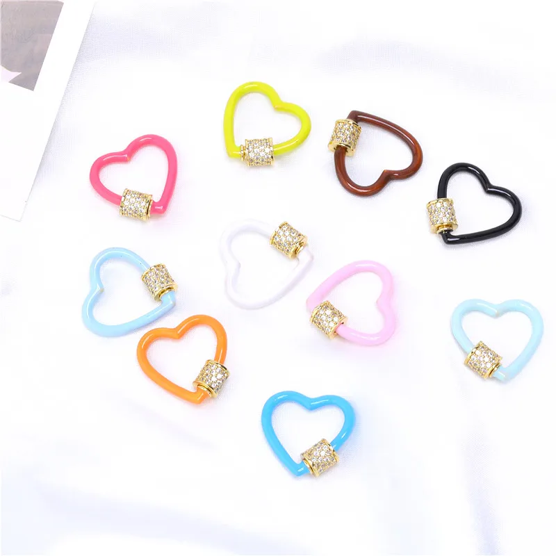 

New Fashion Candy Color DIY Jewelry Hanging Pendant Making Charms Heart Findings Spiral Clasp Supplies Screw Women Birthday Gift