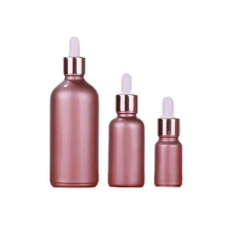 

10pcs Glass Refillable Bottle Empty Rose Gold Cosmetic Packaging White Top 5ml10ml15ml30ml50ml100ml Essential Oil Pipette Vials