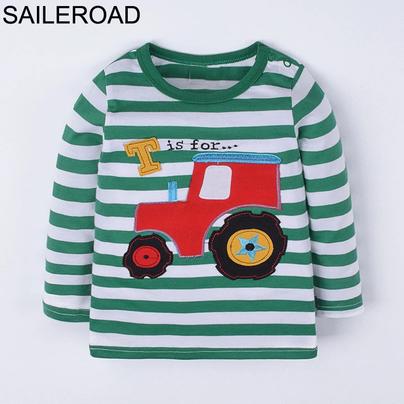 SAILEROAD/хлопковая Футболка для детей 2-7 лет, новые Весенние футболки с длинными рукавами для маленьких мальчиков, футболки с рисунками, Muchacho Camisa De T - Цвет: 5254 same picture