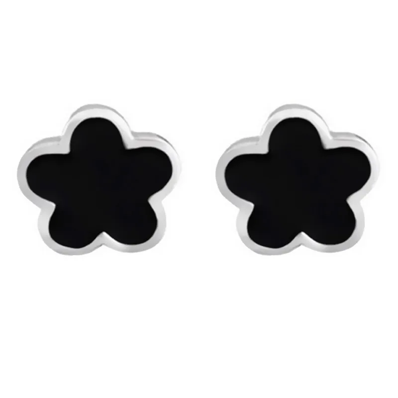 YIZIZAI Stud Earrings For Women Black Flower Earring Wedding Jewelry Mujer Moda Friendship Gifts Party Korean Style