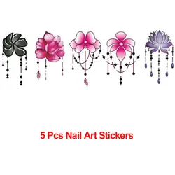 5 шт. наклейки для ногтей цветок Декоративные наклейки для маникюра советы градиент цветок