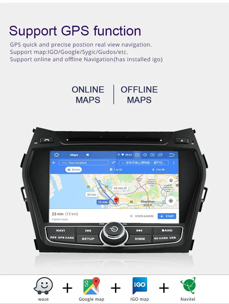 Clearance TOPBSNA Android 9.0 Car DVD player For Hyundai IX45/Santa fe 2013 2014 WIFI Multimedia GPS Stereo 2 Din Car Radio automotive RDS 5