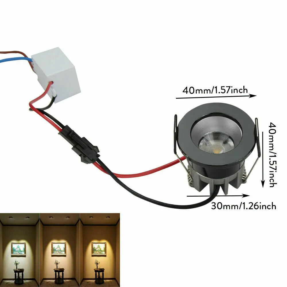 Mini LED COB Downlights 3W 40mm 100V-240V Jewelry Display Ceiling Recessed Cabinet Spot Lamp High Power + Driver 85-265v