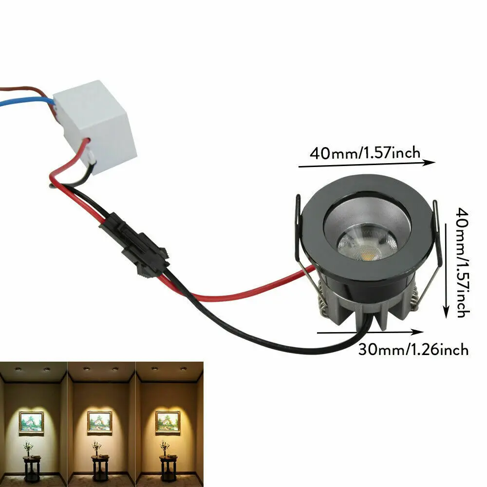 10 шт./лот мини встраиваемый Точечный светильник Диммируемый светодиодный светильник шкаф 3W+ светодиодный драйвер черный или черный корпус AC 110 В 220 В