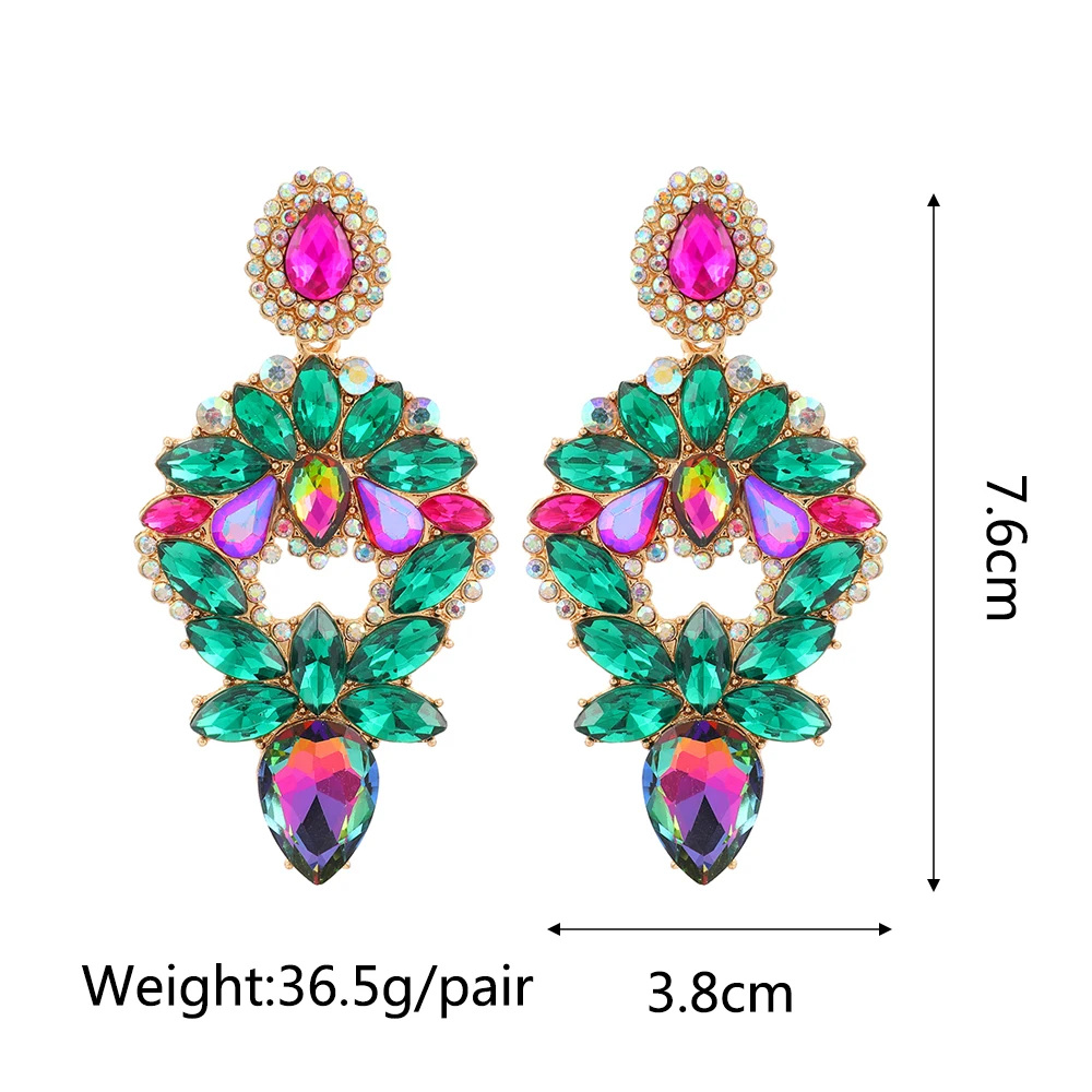 Ztech New Green Series Set Earrings Designer Jewelry Crystal Tassel Za Accessories Handmake Statement Bijoux Pendientes Brincos